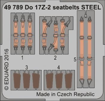 Eduard Photoetch 1:48 Dornier Do17z-2 Seatbelts Steel (ICM)