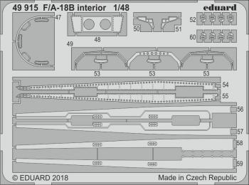 Eduard Photoetch 1:48 -F/A-18B Hornet Interior (Kin)