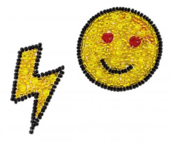 Miniart Crafts Patch Badges - Smiley / Lightning