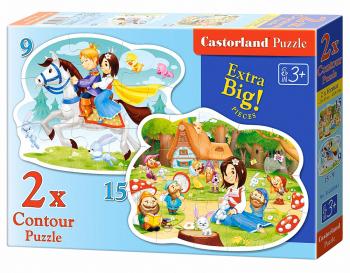 Castorland Jigsaw Premium 2 Contour puzzles (9, 15pc) - Snow White