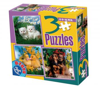 D-Toys - 3 in 1 Puzzles (6-9-16 Pcs) - Pets 1