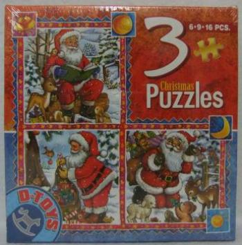 D-Toys - Christmas Collection - 3 Jigsaw Puzzles (6-9-16 Pcs) (Damaged Box)
