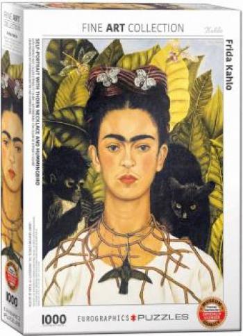 Eurographics 1000 Pc - Frida Kahlo - Self Portrait  Thorn Necklace & Hummingbird