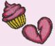 Miniart Crafts Patch Badges - Cupcake / Heart