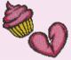Miniart Crafts Patch Badges - Cupcake / Heart
