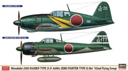 Hasegawa 1:72 - Mitsubishi J2M3 Raiden Type 21 A6m5c Zero