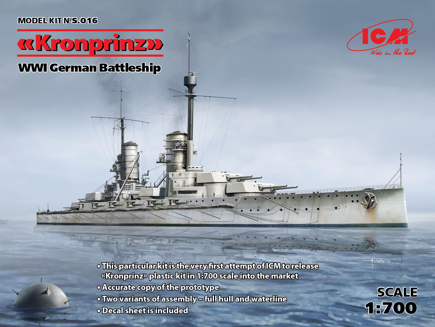 (ICMS016) - ICM 1:700 - Kronprinz full hull & waterline, WWI - Photo 1/1